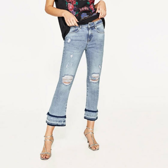 double frayed hem jeans